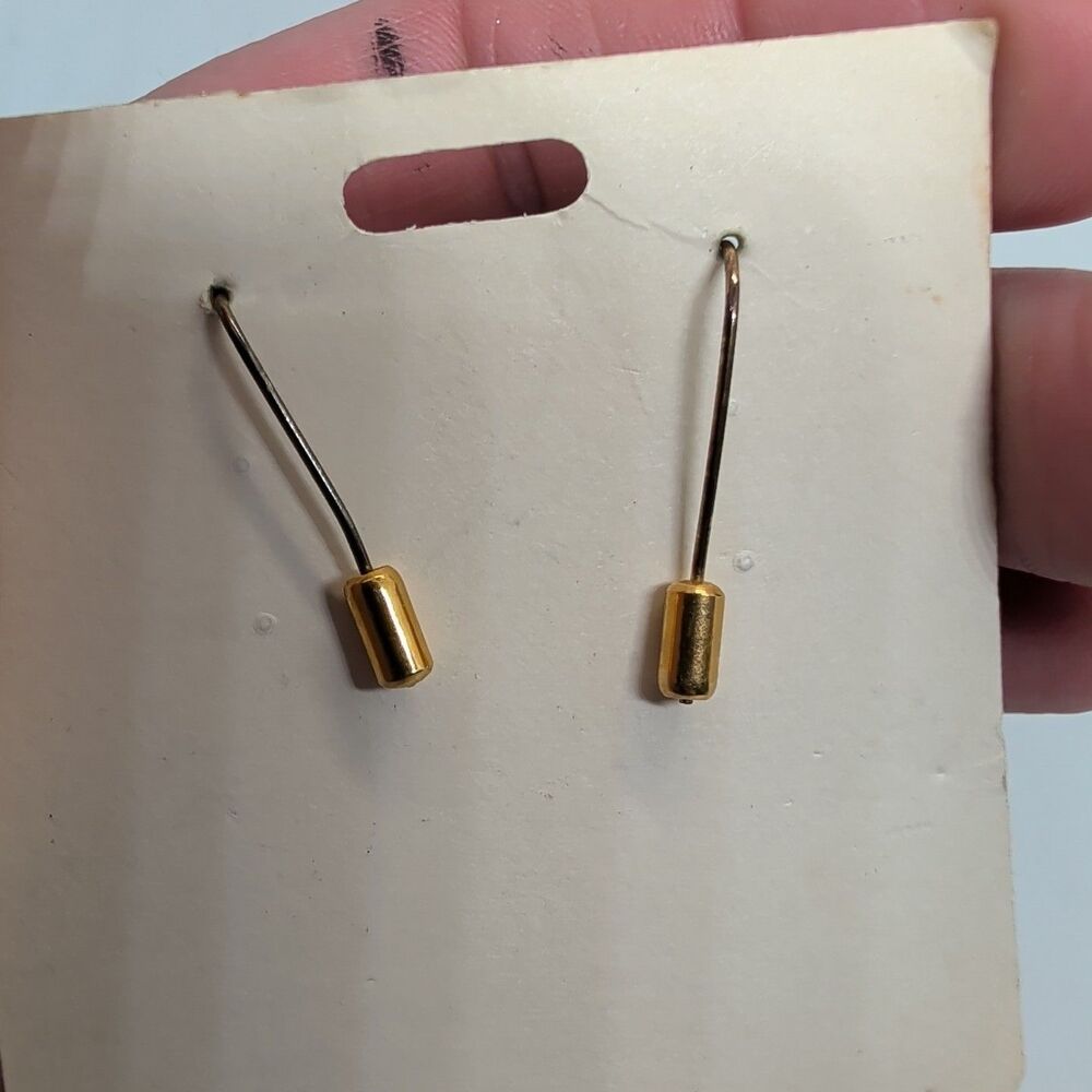 (3) Pair Pierced 23K Hammered Gold inside Dangle Earrings Arrowhead Blue Purple - Picture 15 of 15